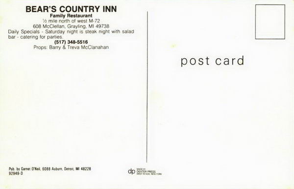 Bears Country Inn - Old Postcard Photo (newer photo)